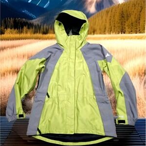 EMS Gore-Tex XCR Rain Jacket Womens Medium Lime Green Grey Excellent‎ Hooded